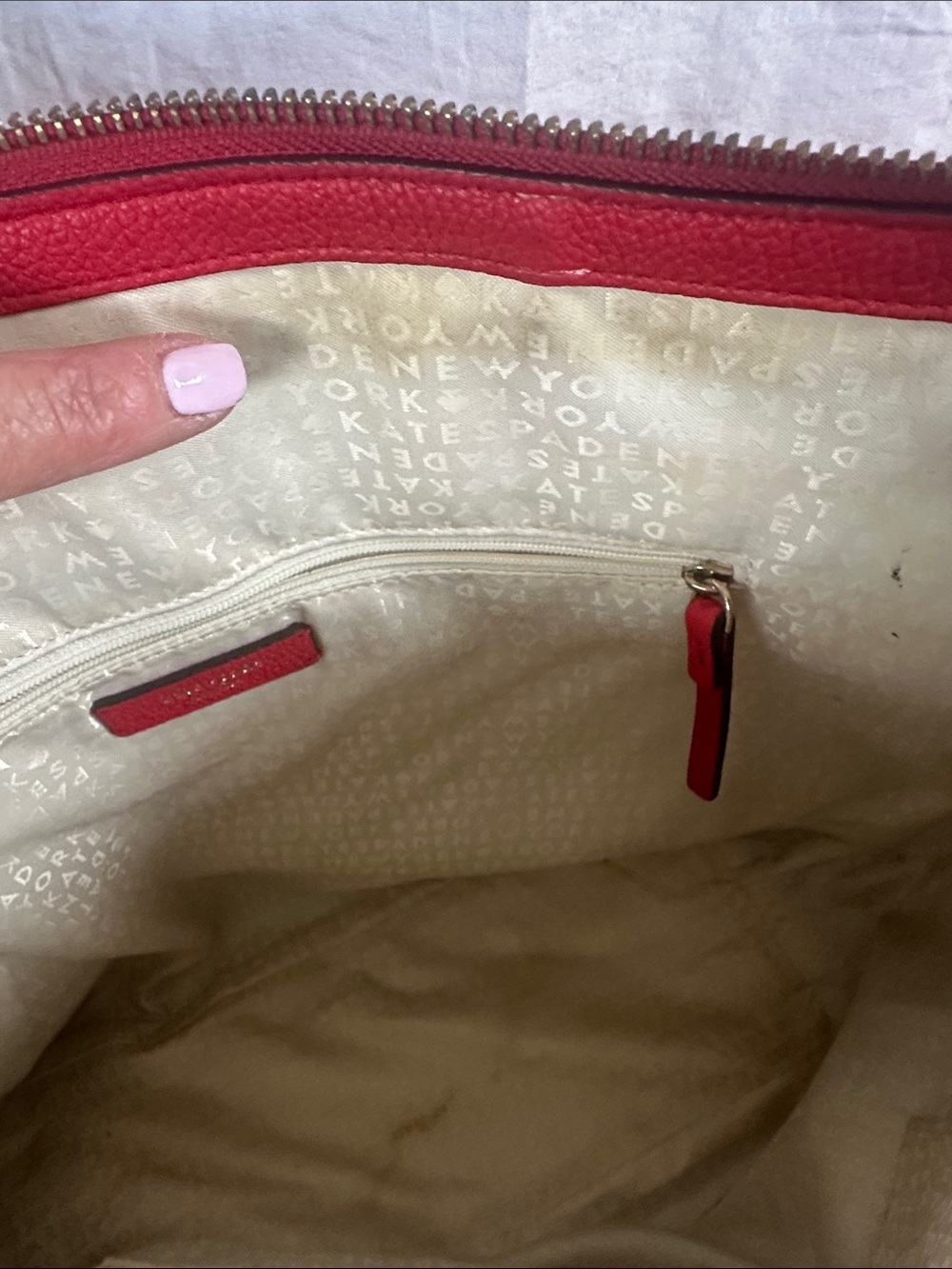 kate spade Red Embossed Pebbled Leather Tote - Picture 4 of 11
